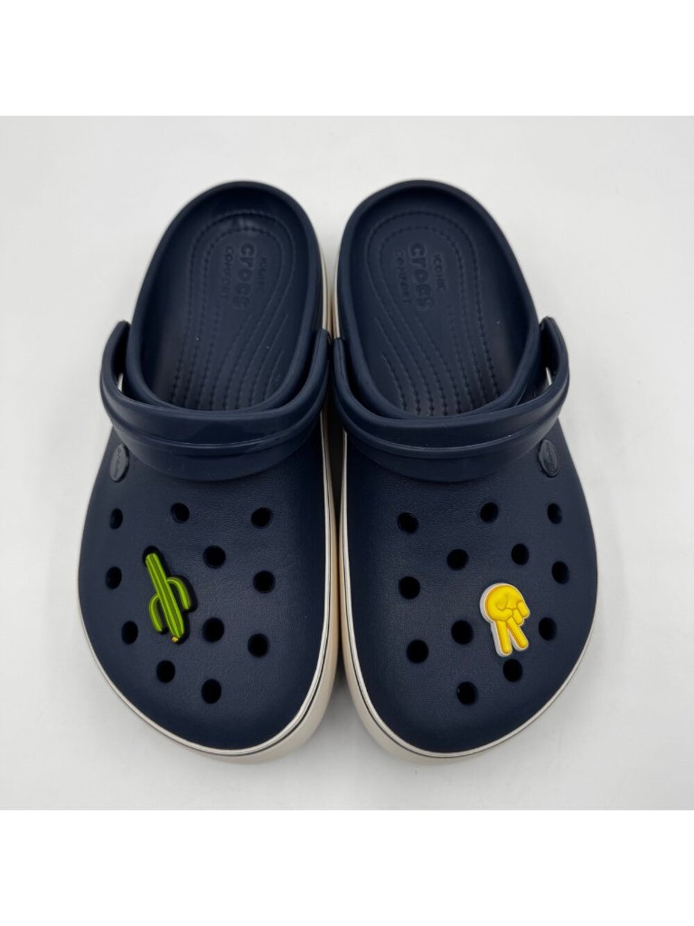 Navy Blue Crocs Crocband Platform Clogs Womens Slip On Comfort Shoes Size 8